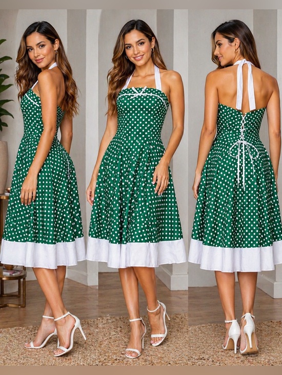 Vintage Dresses & Skirts - Retro Polka Dot Cotton Dress – A Nostalgic Delight